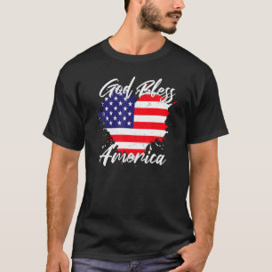 God Bless America American Flag Heart T-Shirt