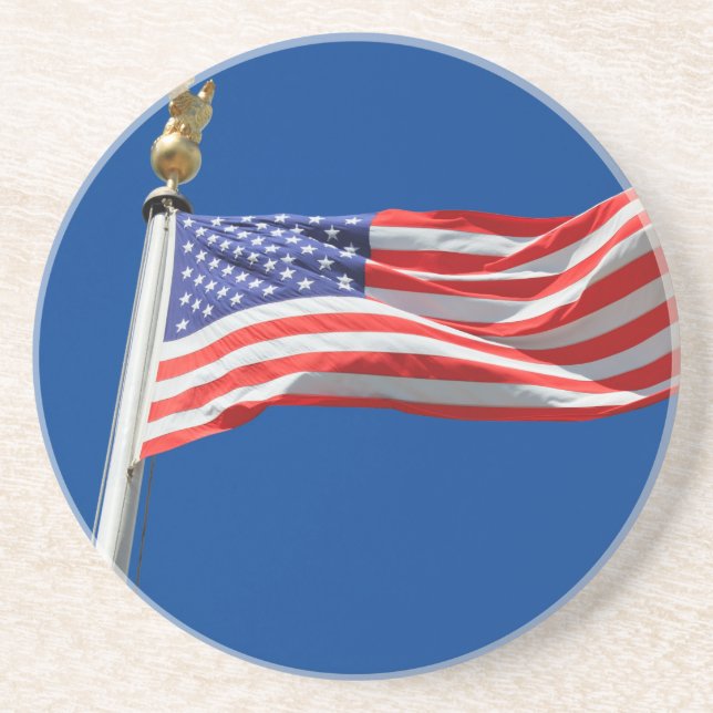 God Bless America, American Flag, Patriot Support Coaster (Front)