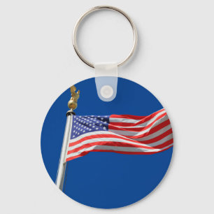 God Bless America, American Flag, Patriot Support Key Ring