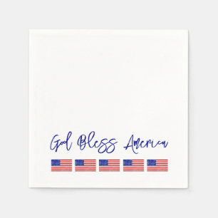 God Bless America American Flag Patriotic Napkin