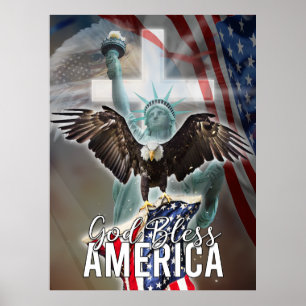 God bless America - American flag Poster