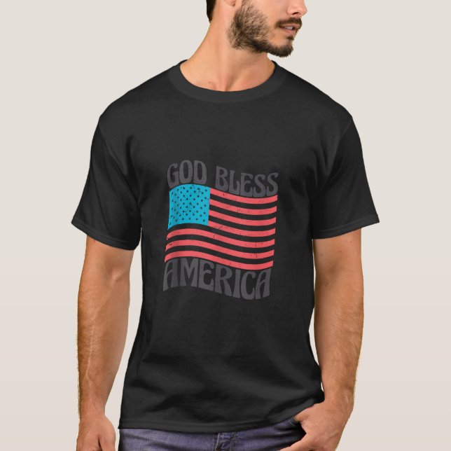 God Bless America American Flag Retro Women Men 4t T-Shirt (Front)