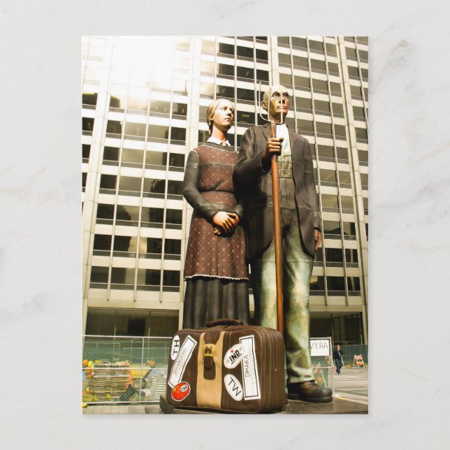 God Bless America/American Gothic Postcard (Front)