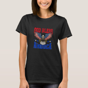 God Bless America American US Eagle Flag 4th July  T-Shirt
