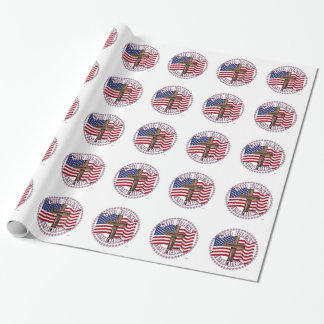 God Bless America and Cross With USA Flag 50 Stars Wrapping Paper