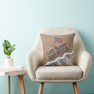 God Bless America Beach Sign Cushion