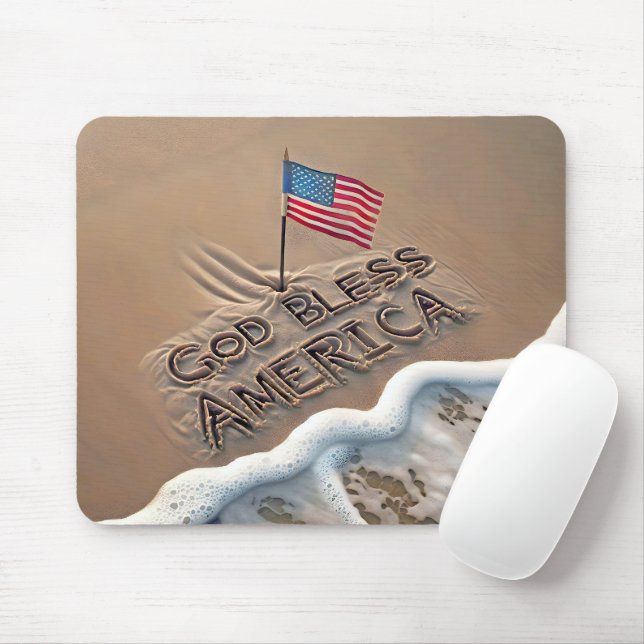 God Bless America Beach Sign Mouse Mat (With Mouse)