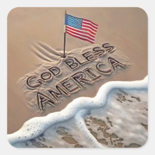 God Bless America Beach Sign Square Sticker