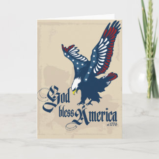 God Bless America Blank Greeting Card in Tan