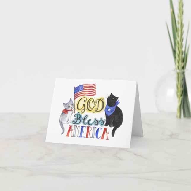 God Bless America Cats Card (Front)