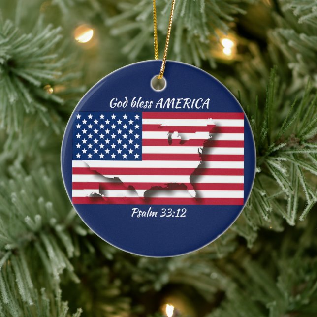 GOD BLESS AMERICA CERAMIC TREE DECORATION (Tree)