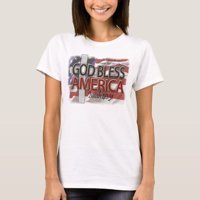 God Bless America Christian Patriotic T-Shirt (Front)
