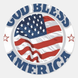 God bless America Classic Round Sticker