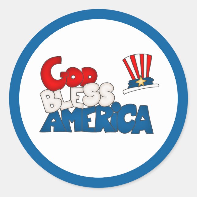 GOD BLESS AMERICA CLASSIC ROUND STICKER (Front)