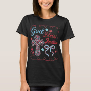 God Bless America Cross Design T-Shirt