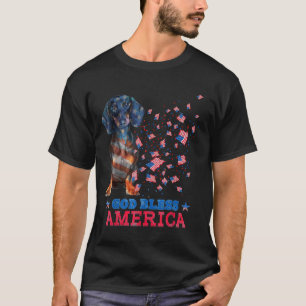 God Bless America Dachshund Dog Th Of July Flag T-Shirt