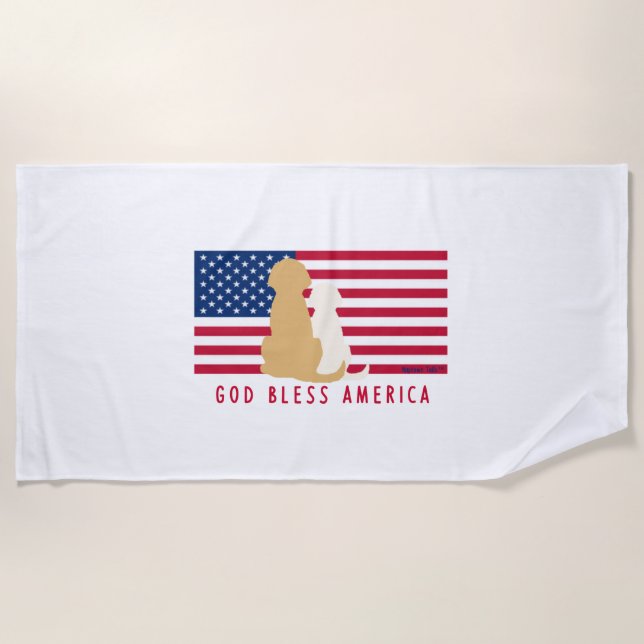 God Bless America Dog Bath  Towel (Front)