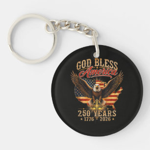 God Bless America Eagle 250 Years 1776 2026 Key Ring