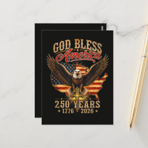 God Bless America Eagle 250 Years 1776 2026 Postcard