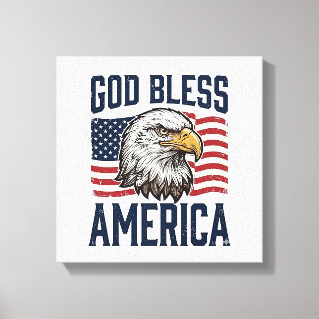 God Bless America Eagle Patriotic Vector Design_1 Canvas Print (Front)