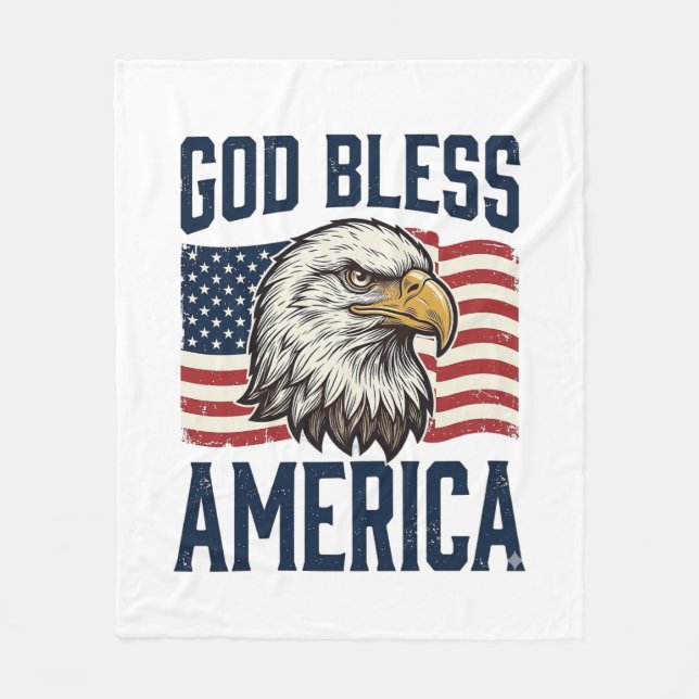 God Bless America Eagle Patriotic Vector Design_1 Fleece Blanket (Front)