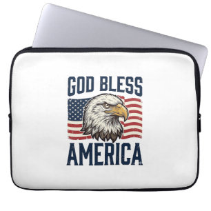 God Bless America Eagle Patriotic Vector Design_1 Laptop Sleeve