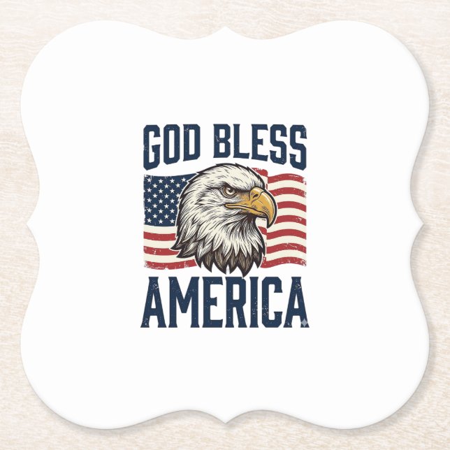 God Bless America Eagle Patriotic Vector Design_1 Paper Coaster (Front)