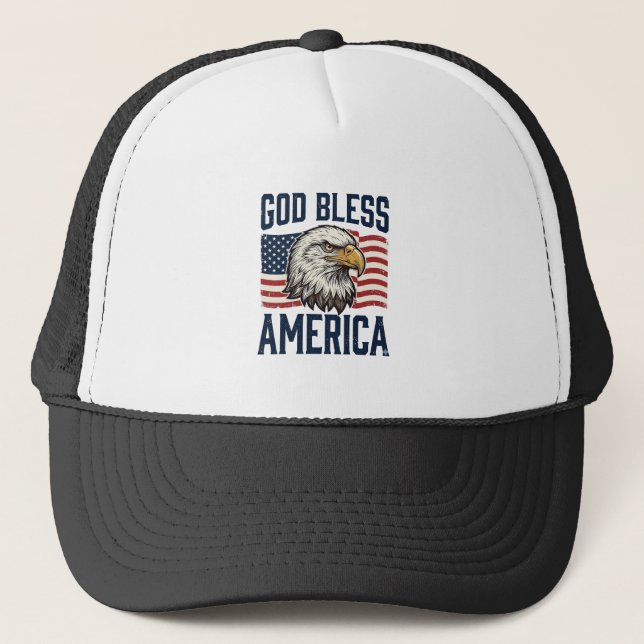 God Bless America Eagle Patriotic Vector Design_1 Trucker Hat (Front)