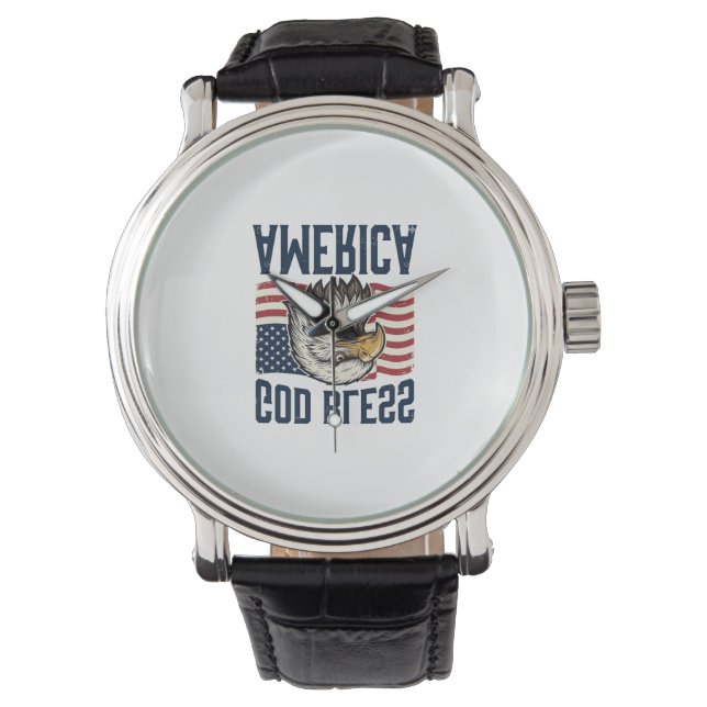 God Bless America Eagle Patriotic Vector Design_1 Watch (Front)