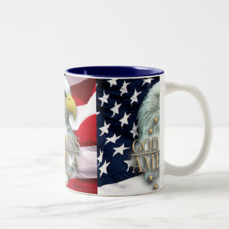 GOD BLESS AMERICA EAGLE Two-Tone COFFEE MUG