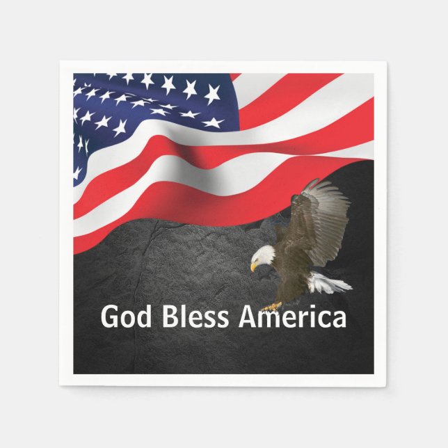 God Bless America Flag and Eagle Napkin (Front)