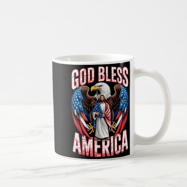 God Bless America Flag Jesus Christian Eagle Patri Coffee Mug (Right)