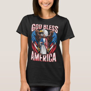 God Bless America Flag Jesus Christian Eagle Patri T-Shirt