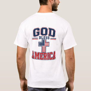 God Bless America Flag Patriotic Christian Faith T-Shirt