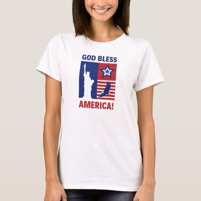 God Bless America" Full-Sleeve Round Neck T-Shirt  (Front)