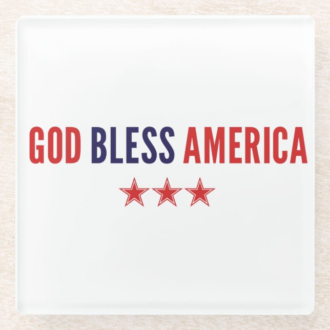 God Bless America Glass Coaster (Front)