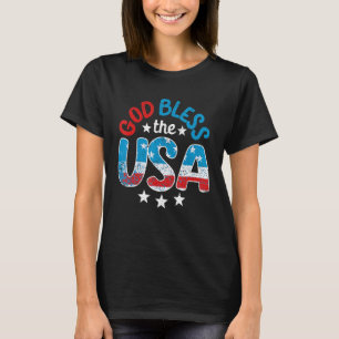 God Bless America Groovy USA Flag Patriotic 4th Of T-Shirt