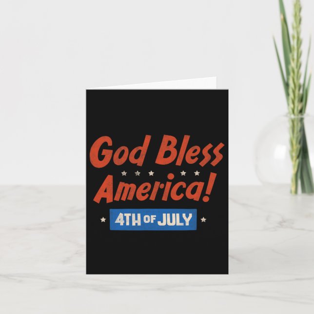 God Bless America Happy 4th Of July Patriotic Usa  Card (Front)