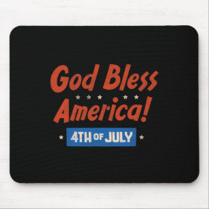 God Bless America Happy 4th Of July Patriotic Usa Mouse Mat