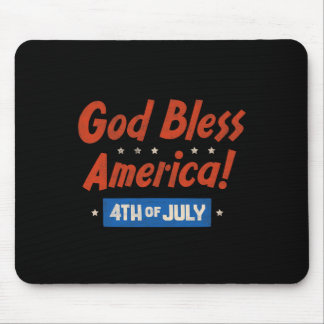 God Bless America Happy 4th Of July Patriotic Usa  Mouse Mat