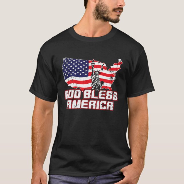 God Bless America Happy Independence Day Party Jul T-Shirt (Front)