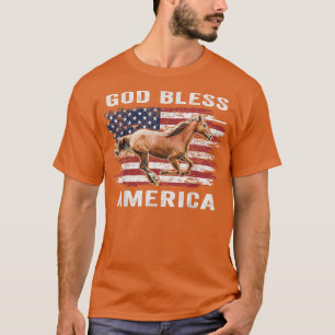 God Bless America Horse American Flag 4th of July T-Shirt