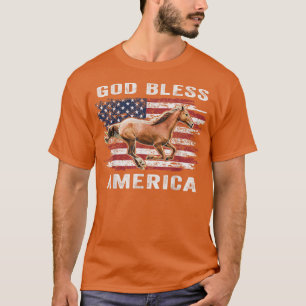 God Bless America Horse American Flag 4th of July T-Shirt