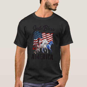 God Bless America Horses Flag Fourth Of July T-Shirt