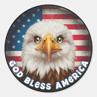 God Bless America Independence Day Eagle Circle Classic Round Sticker