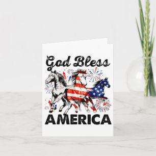 God Bless America Independence Day Horse  Card