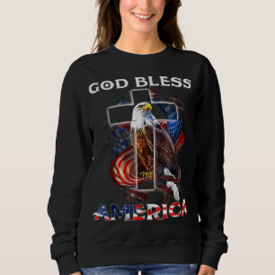 God Bless America Jesus Cross Bald Eagle 4th Of Ju Sweatshirt