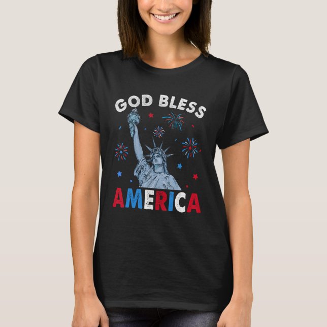 God Bless America July 4th Independence Day USA Me T-Shirt (Front)