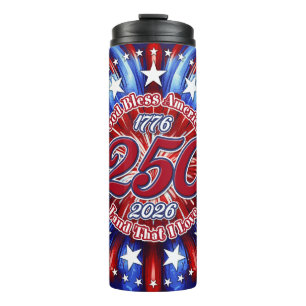 God Bless America Land That I Love Graphic Fire Thermal Tumbler
