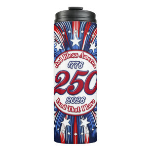 God Bless America Land That I Love Graphic Fire W Thermal Tumbler